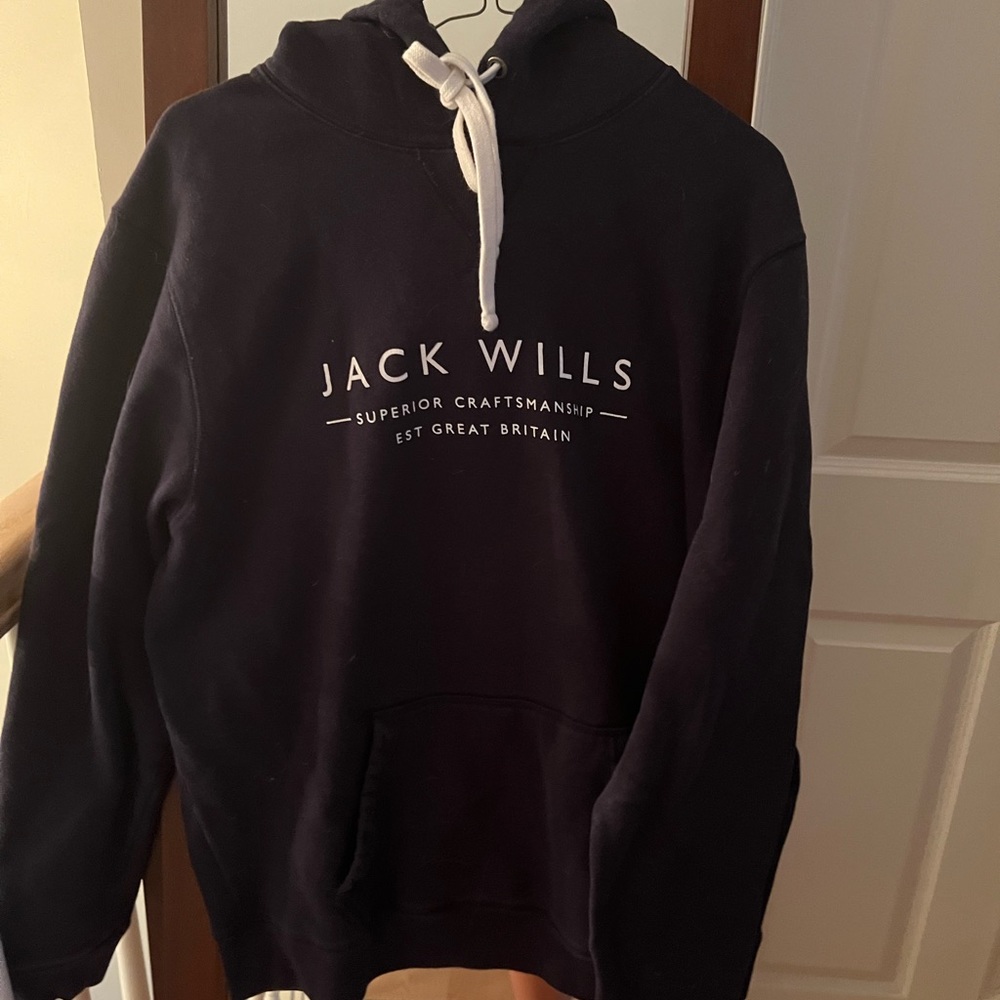 Jack wills navy hoodie with white writing